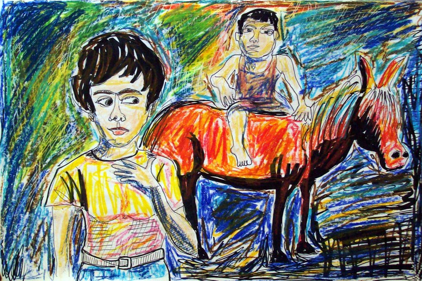 forrest_bay_area_figurative_revisited_joan_brown_2_ink_oil_pastel_2015