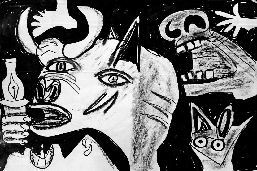 forrest_modern_masters_revisited_picasso_guernica_2_ink_oil_pastel_2015