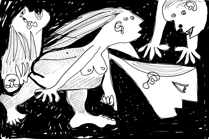 forrest_modern_masters_revisited_picasso_guernica_4_ink_oil_pastel_2015